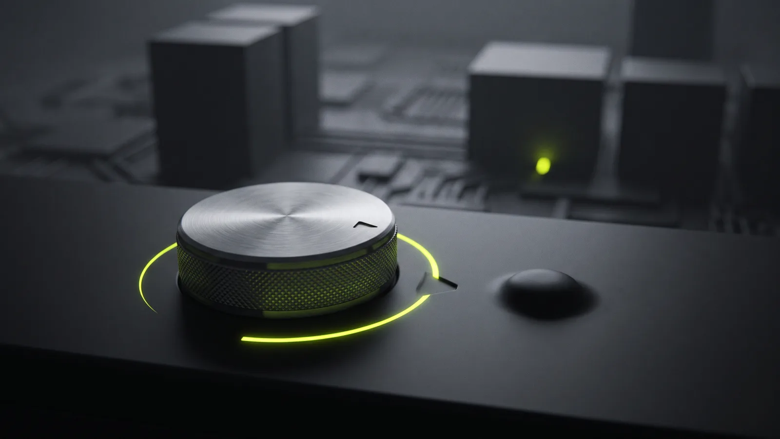 Rotary dial turning from a hard stop toward a gentle pause position, showing customer control over delivery rhythm