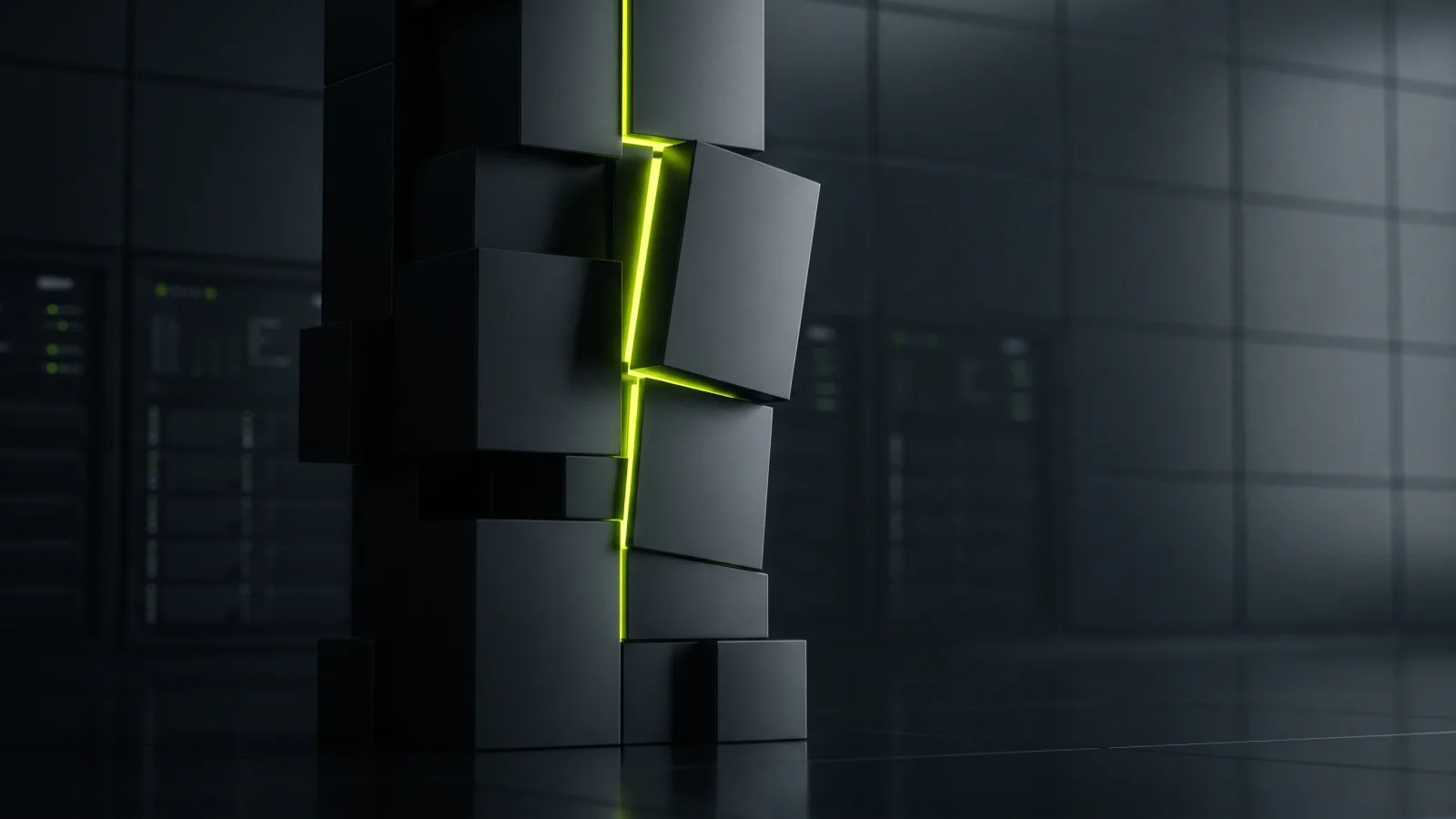 Abstract tower of interlocking blocks with one shifted block, showing why a WordPress maintenance service matters